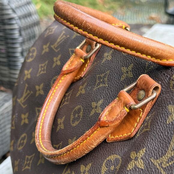 w/ Lock & Key Louis Vuitton Monogram Speedy 35 Bag Vintage Preowned Duffel - Picture 9 of 13
